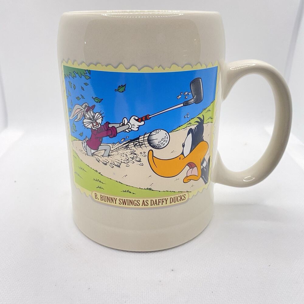 Vintage 1997 Warner Bros Studio Store Bugs Bunny Daffy Golf Mug 19th Hole